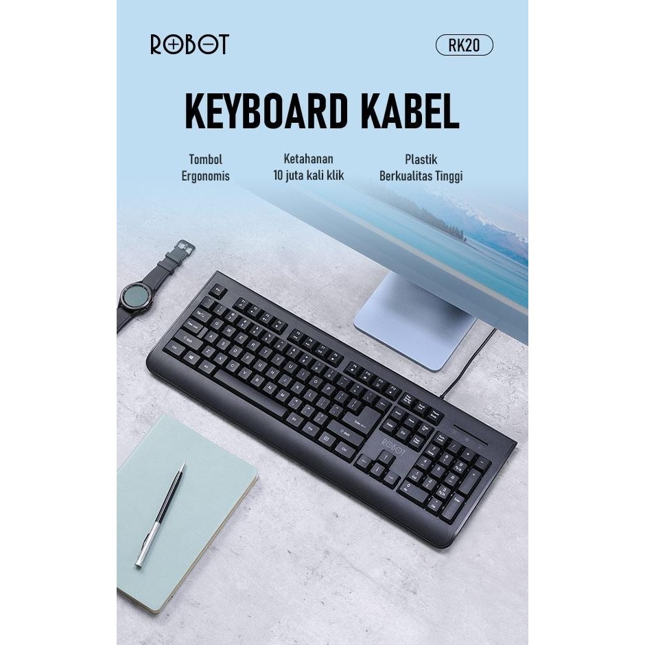 Jual ROBOT RK20 Keyboard Wired Portable Mini Office Keyboard Berkabel ...