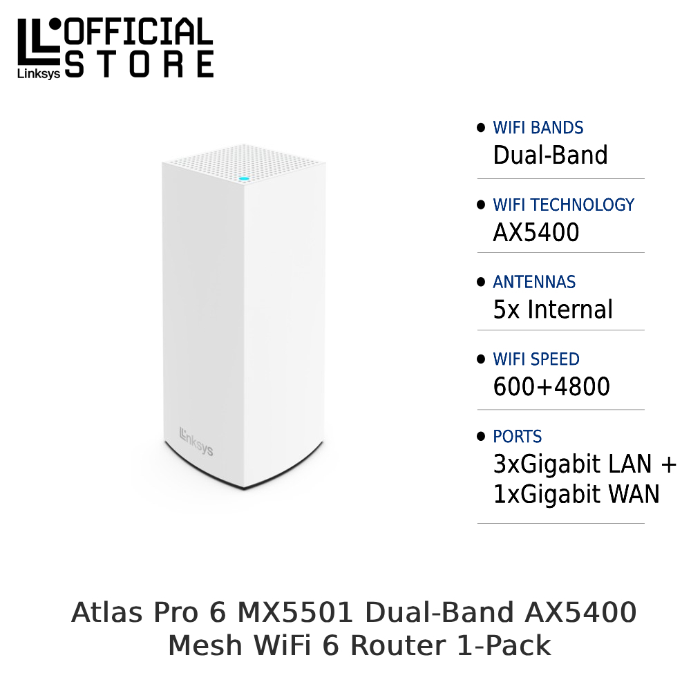 Jual LINKSYS Atlas Pro 6 MX5501 Dual-Band AX5400 Mesh WiFi 6 Router 1 ...