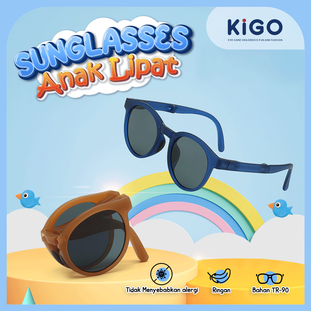 Jual Kigo Kacamata Hitam Anak Lipat Sunglasses Bulat Polarized Tr 90