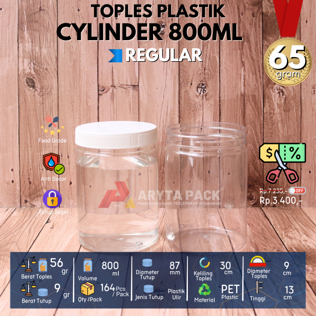 Jual Toples plastik PET 800ml silinder cylinder jar tabung kue snack