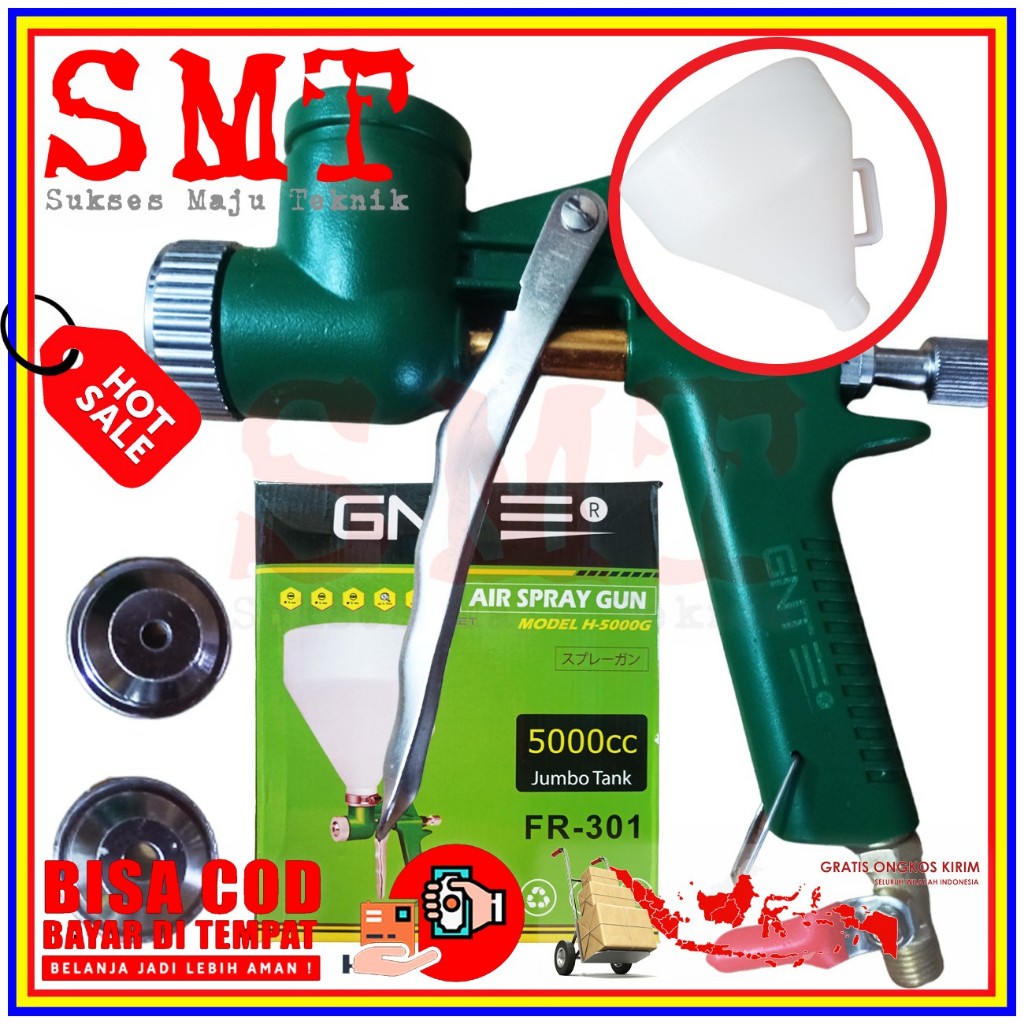 Jual GNT Hopper Gun Spray Gun H5000 Speed Texture Tabung Plastik Spray ...