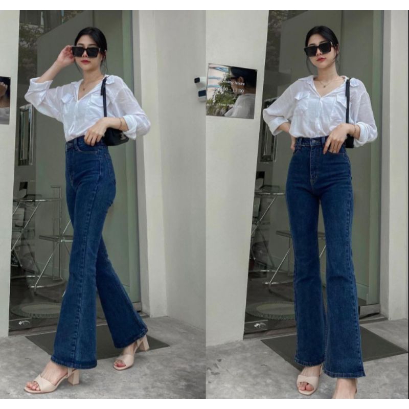 Jual Highwaist Lily Cutbray Jeans Wanita - Celana Panjang Denim Cutbray ...