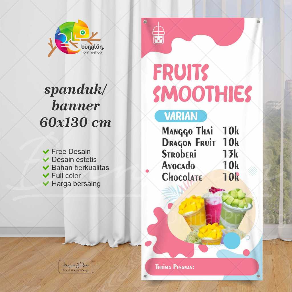Jual Spanduk Banner 60x130 Cm Es Smoothies, Smoothies Fruits Varian ...