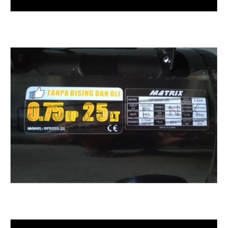 Jual Kompresor Angin Tanpa Oli Compresor MATRIX OFS 550-25 25Liter ...