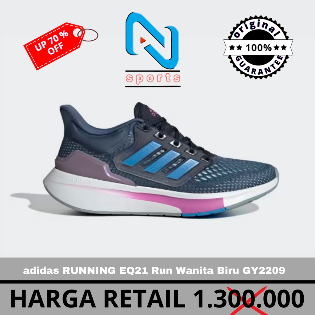 Jual Adidas RUNNING Sepatu EQ21 Run Wanita Biru GY2209 Original 100% ...