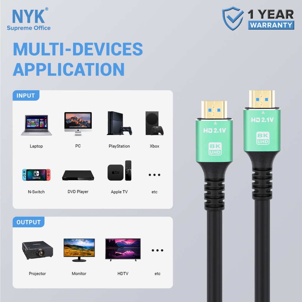 NYK Kabel HDMI to HDMI 2.1 Support 8K Ultra HD 3 Meter COD (4)