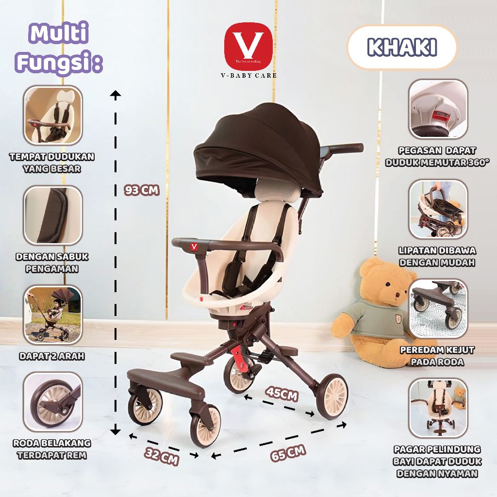 Jual VBABYCARE Kereta dorong bayi / stroller baby lipat /stroller dua