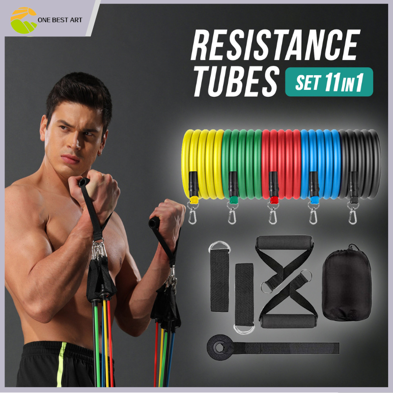 Jual Resistance Bands Set 11 In 1 Set Tali Pembantu Fitness Resistance Tubes Elastic Gym 2753