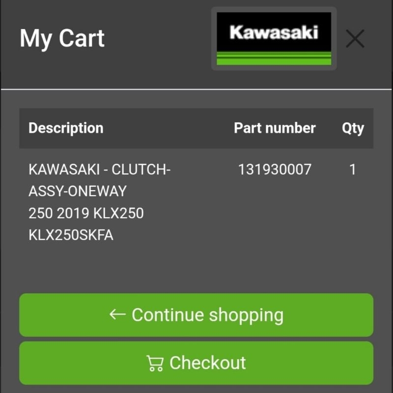 Jual 13193-0007 One way starter KLX 230 KLX 250 KLX250