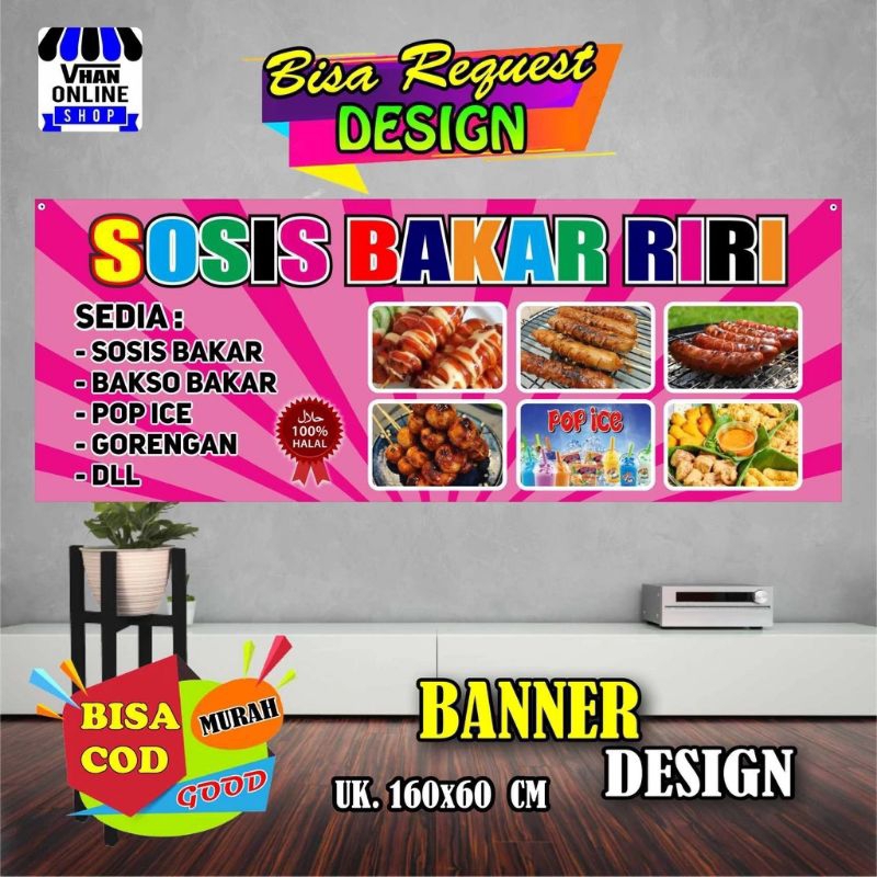 Jual Custom Spanduk Baligo Uk X Cm Contoh Sosis Bakar Seafood Bakar Desain Dan Kualitas