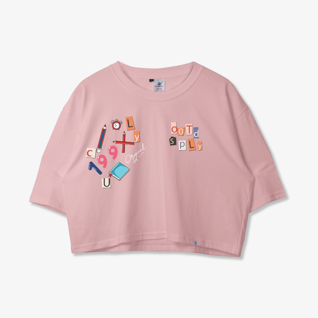 Jual Ootdsupply Croptee Pencil Dusty Pink Black Croptee Oversize Wanita Ct Shopee Indonesia