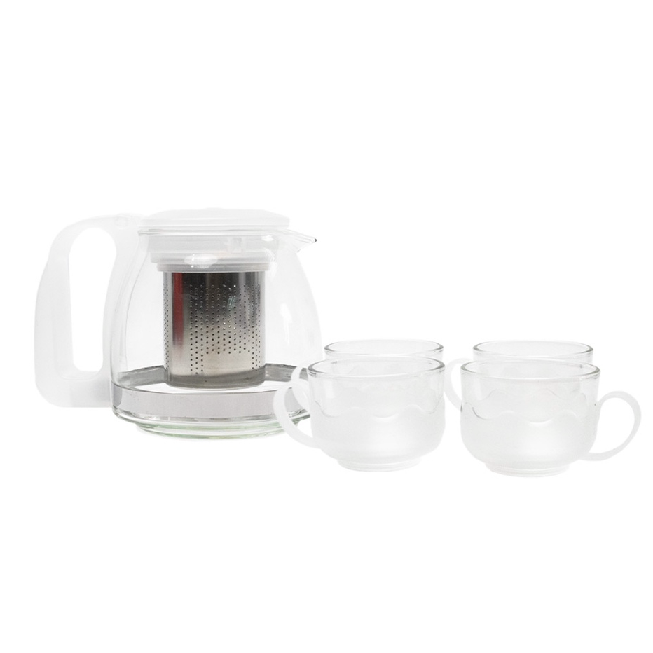 Jual Big Sale Miniso Teko Teapot Set Teh Sederhana 5pcsset Teh Ketel Kaca Teapot Dengan 4pcs 3520
