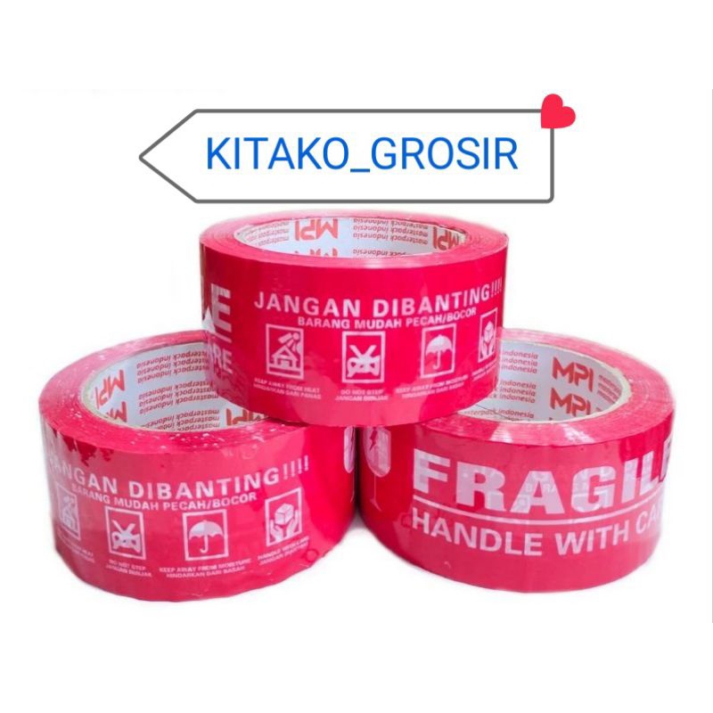 Jual LAKBAN FRAGILE /48x100 yard/PACKING AMAN/LAKBAN FRAGIL/WARNA MERAH ...