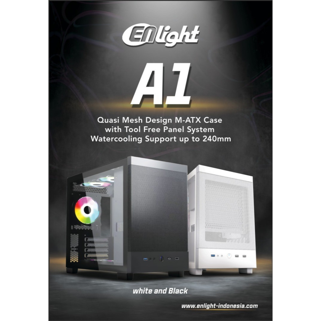 Jual Casing ENLIGHT A1 Black / White Micro ATX Gaming Case | Shopee ...