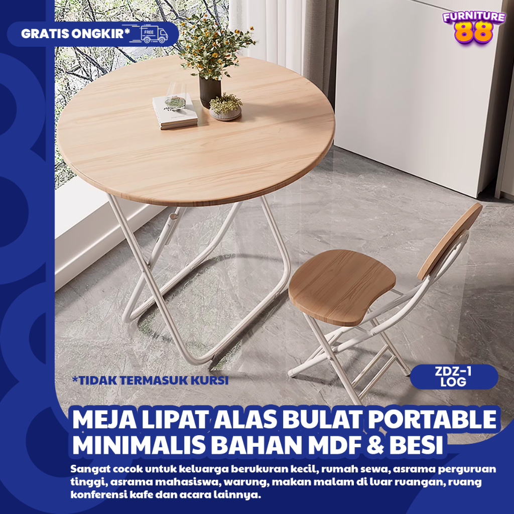 Jual FURNITURE 88 - Meja Lipat Alas Bulat Portable Minimalis Meja Makan ...