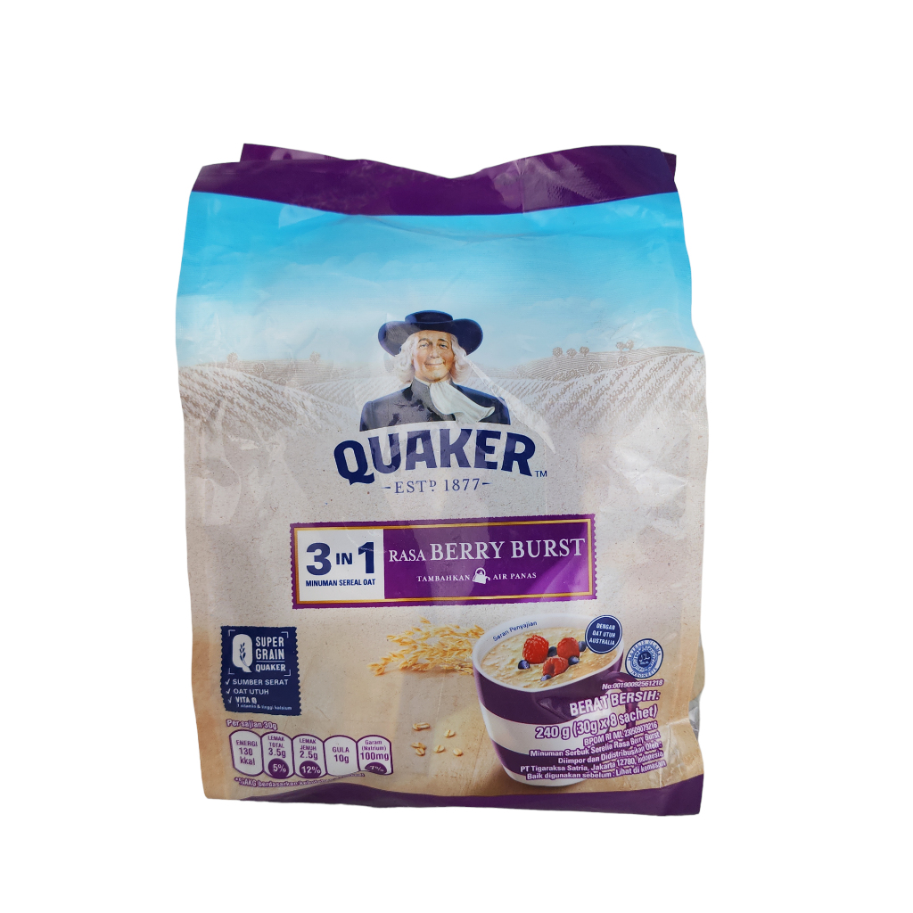 Jual Quaker Oat 3 IN1 - Netto 224 gr( 28gr x 8 bks) | Shopee Indonesia