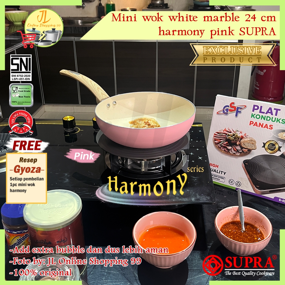 Jual Panci Supra Mini Wok 24cm White Marble Pastel Pink Panci Masak