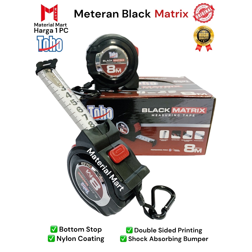 Jual Meteran Toho Black Matrix 5 Meter | Alat Ukur 8 M | Pengukur ...