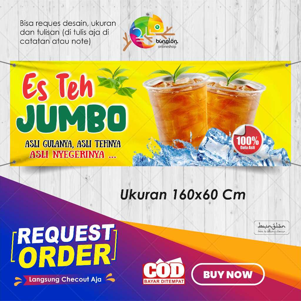 Jual Spanduk Banner 160x60 Es Teh Jumbo Gula Asli Menyegarkan | Shopee ...