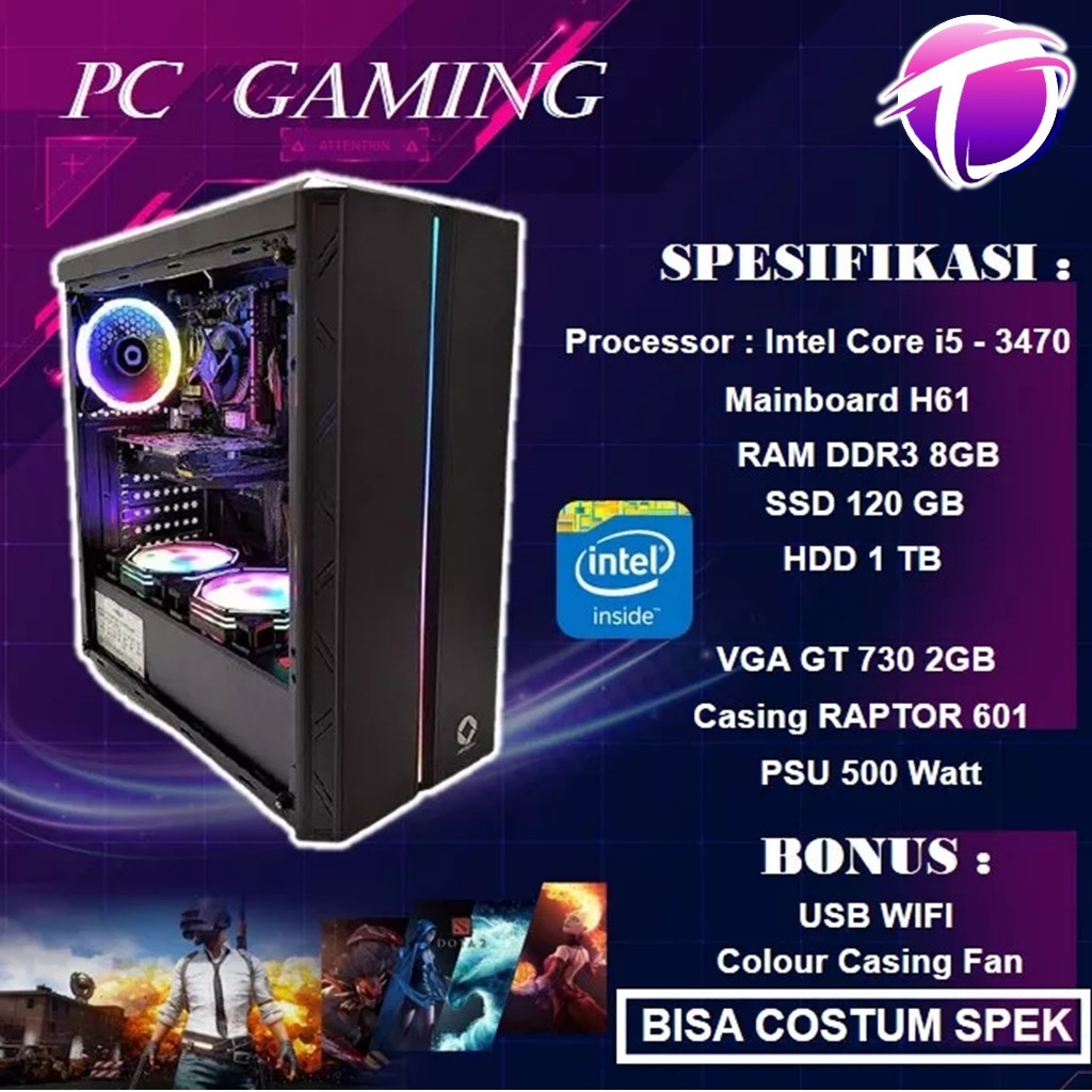 Jual Pc Gaming Komputer Rakitan Cpu Full Set Murah Core I5 3470