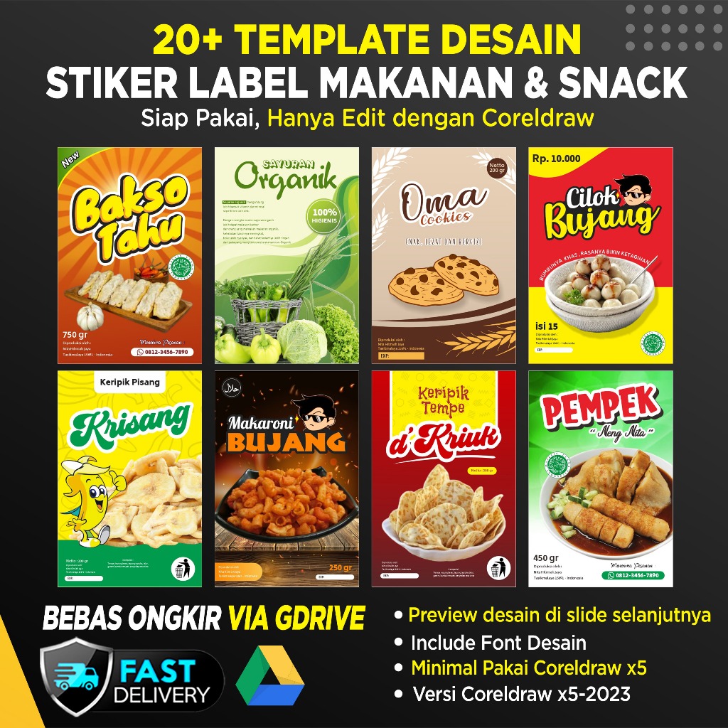 Jual Template Desain Stiker Label Makanan Snack Kekinian | Shopee Indonesia