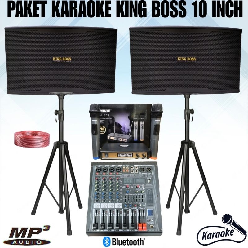 Jual paket sound system karaoke 2 speaker 10 inch king boss paket