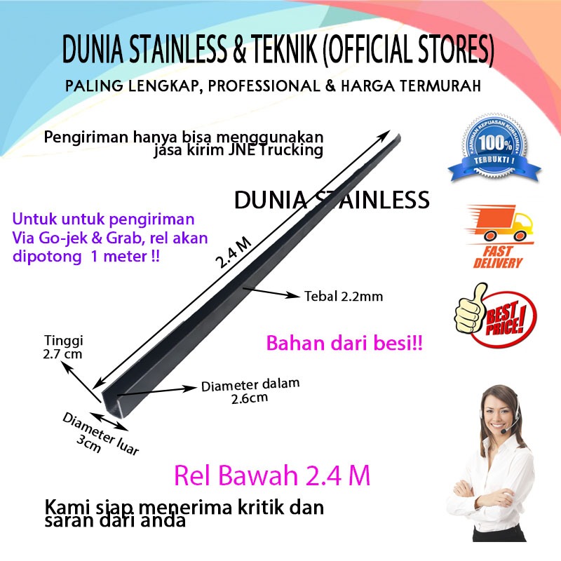 Jual Rel Besi Bawah 2.4m garasi pintu besi penyekat | Shopee Indonesia