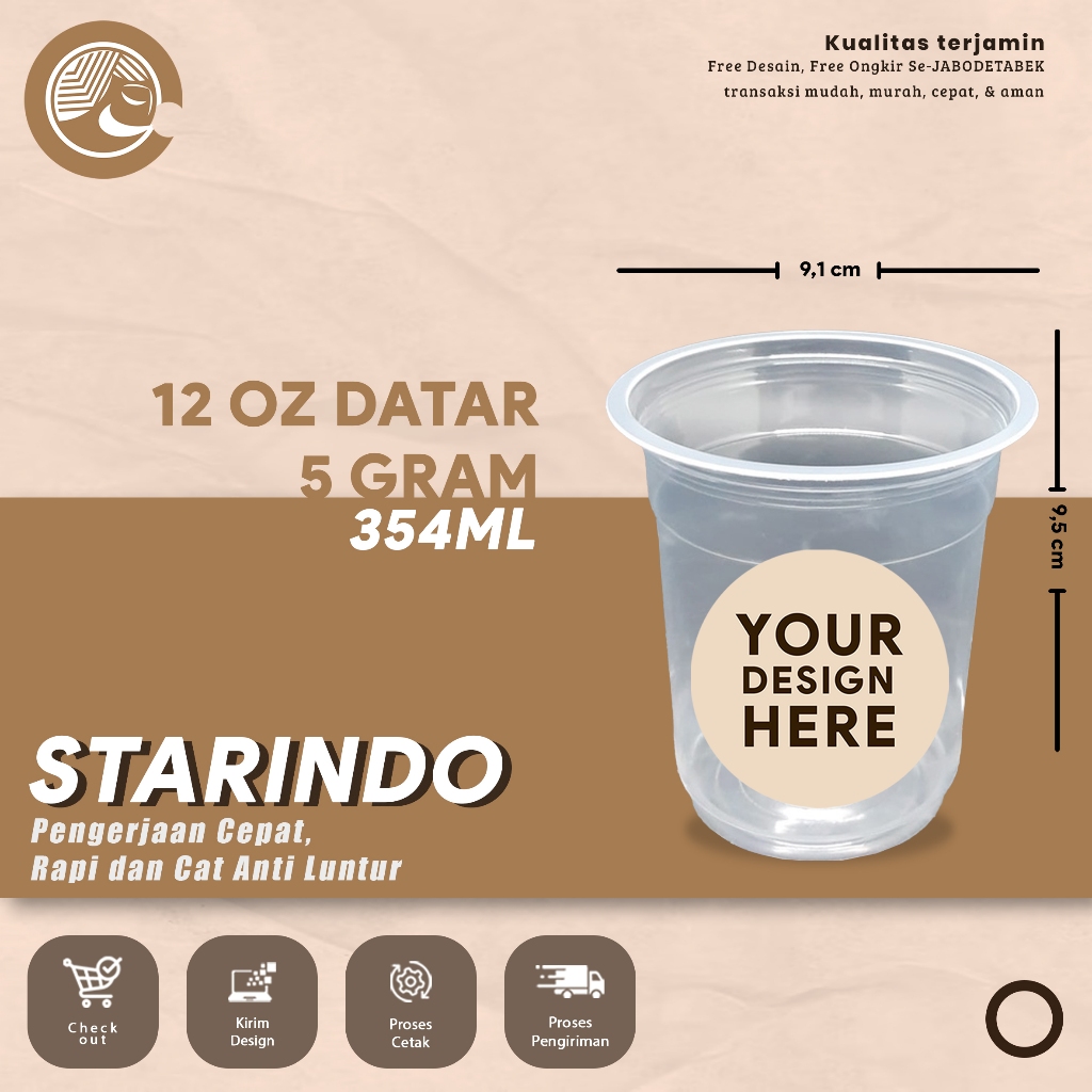 Jual Sablon Cup Gelas Plastik Pp 12 14 16 Oz Starindo Datar 53 Gram Shopee Indonesia 7690