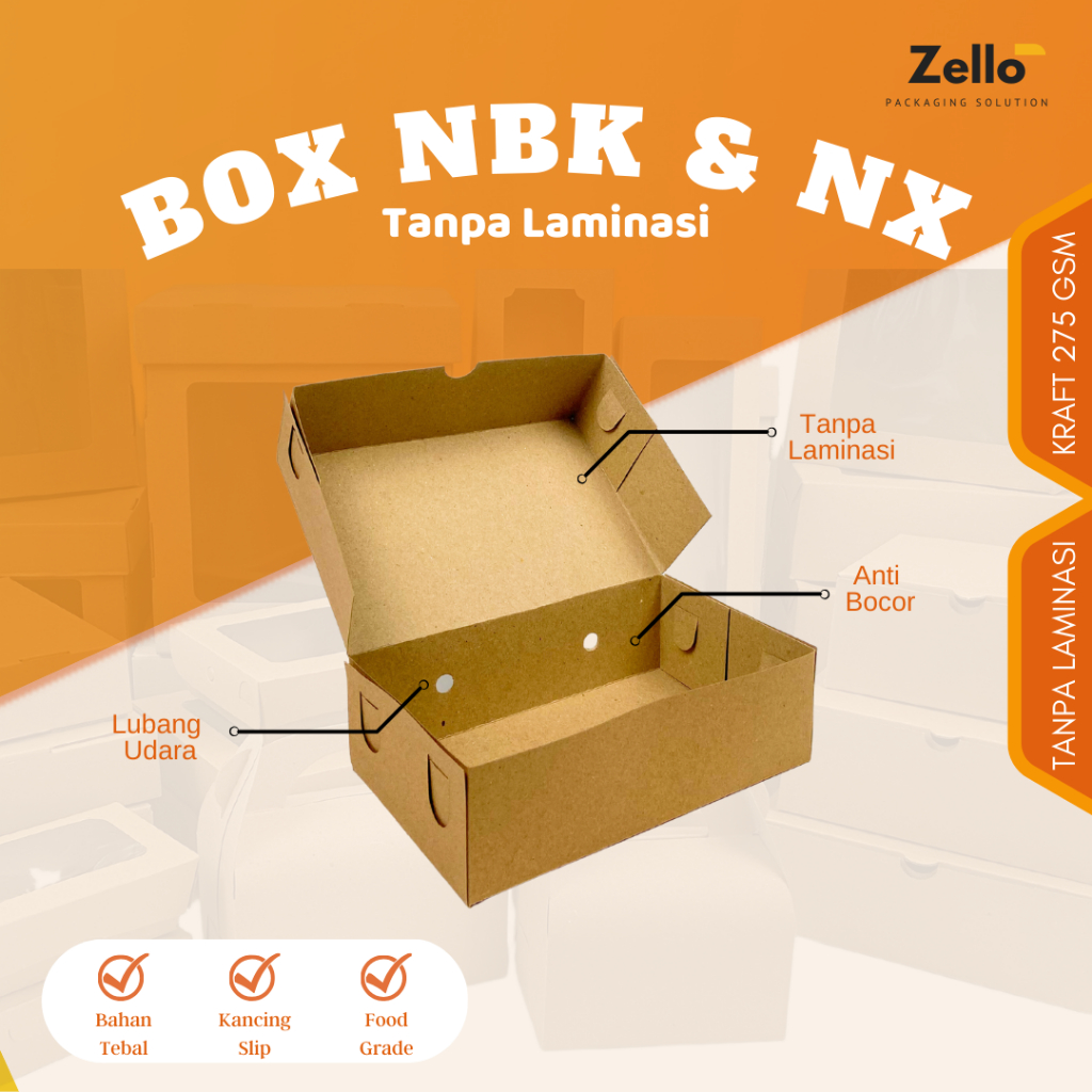 Jual Box NBK NX Kemasan Snack Kotak Nasi Kraft 19.5x12.5x6 / 22x14x6.5 ...