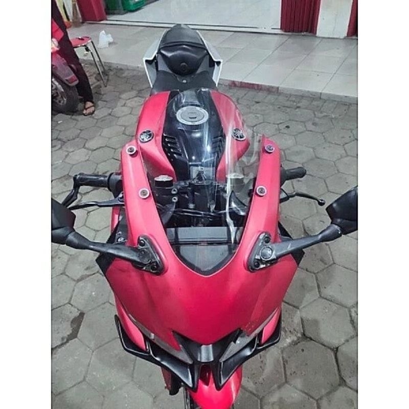 Jual windshield visor r15 v3 model jenong riben bening smoke hitam ...