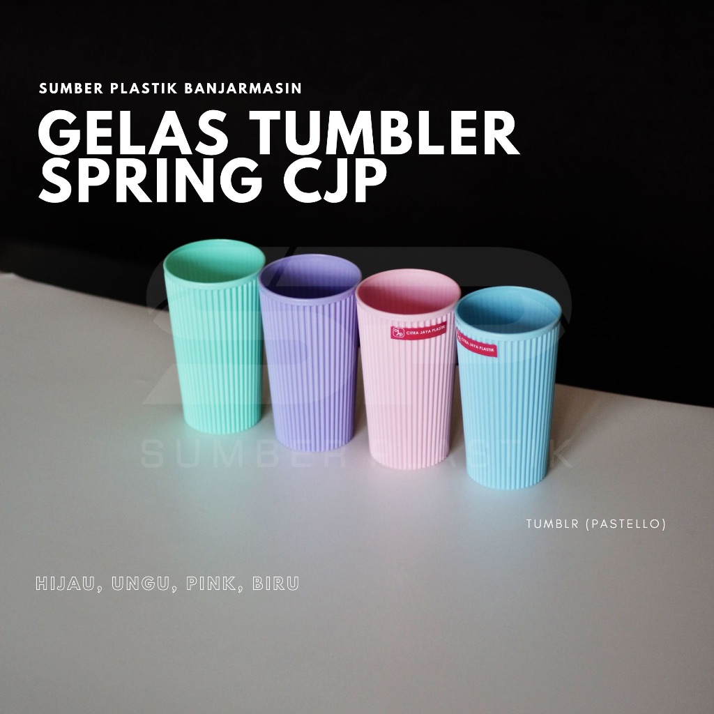Jual Gelas Minum Tumbler Spring Motif Garis Pastello Warna CJP (Satuan ...
