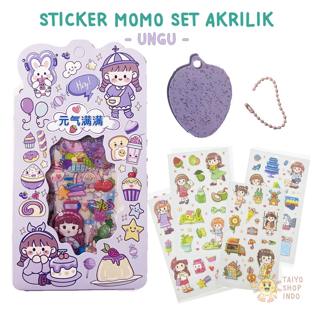 Jual TAIYO Sticker Aesthetic Momo 2D Stiker Pack Isi 20 Lembar Kartun ...