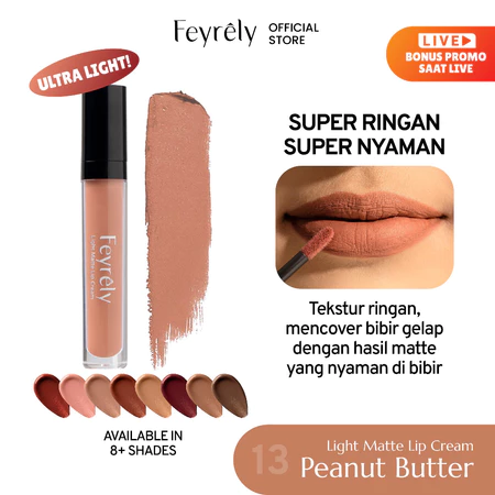 FEYRELY Light Matte Lip Cream - 13 Peanut Butter (Nude Beige)