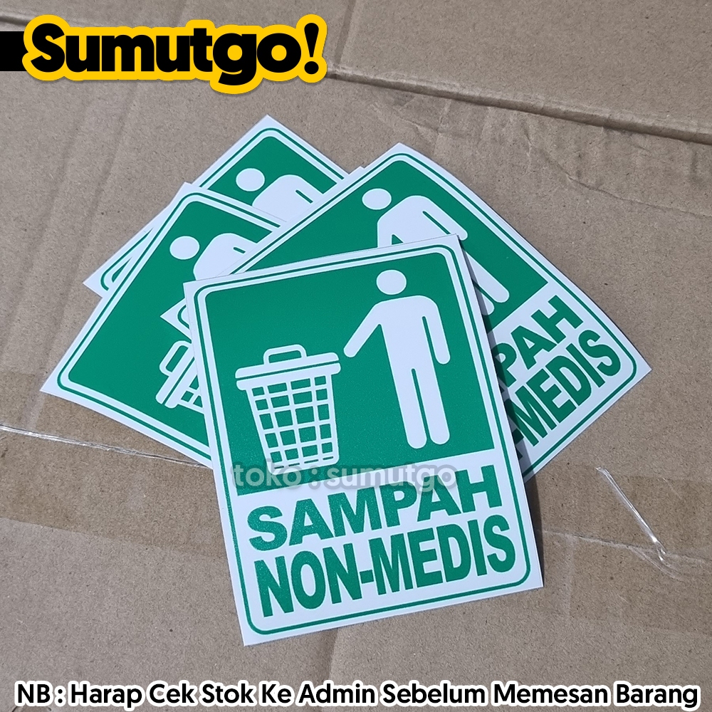 Jual Stiker Sampah Non Medis Hijau uk 9 x 12 cm / Sticker UV Tanda ...