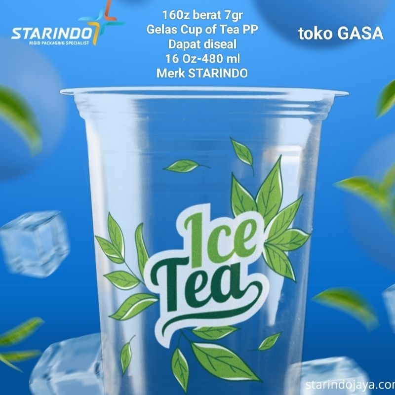 Jual Gelas starindo 16oz motif Buah/ice tea starindo -Gelas Plastik