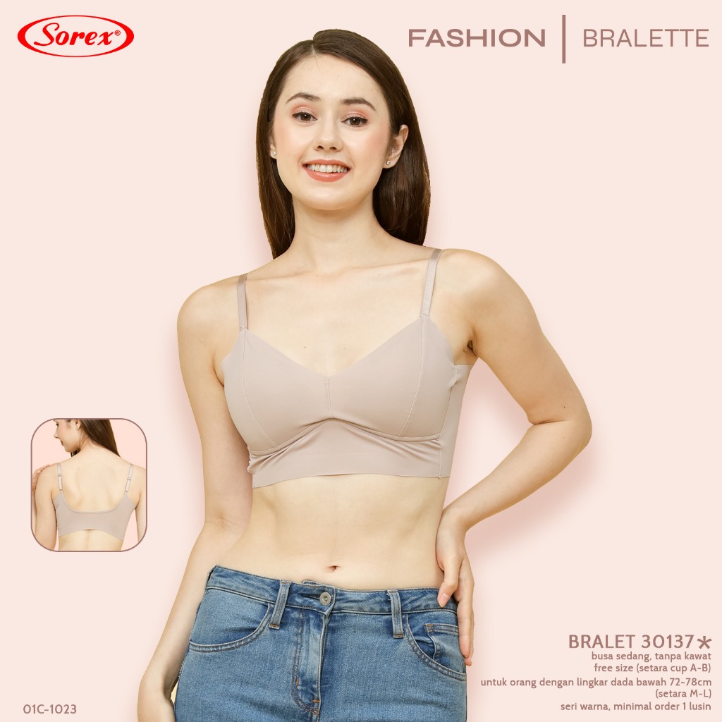 Jual Bra Bh Bralet Sorex 30137 Tanpa Kawat Busa Sedang Cup A B