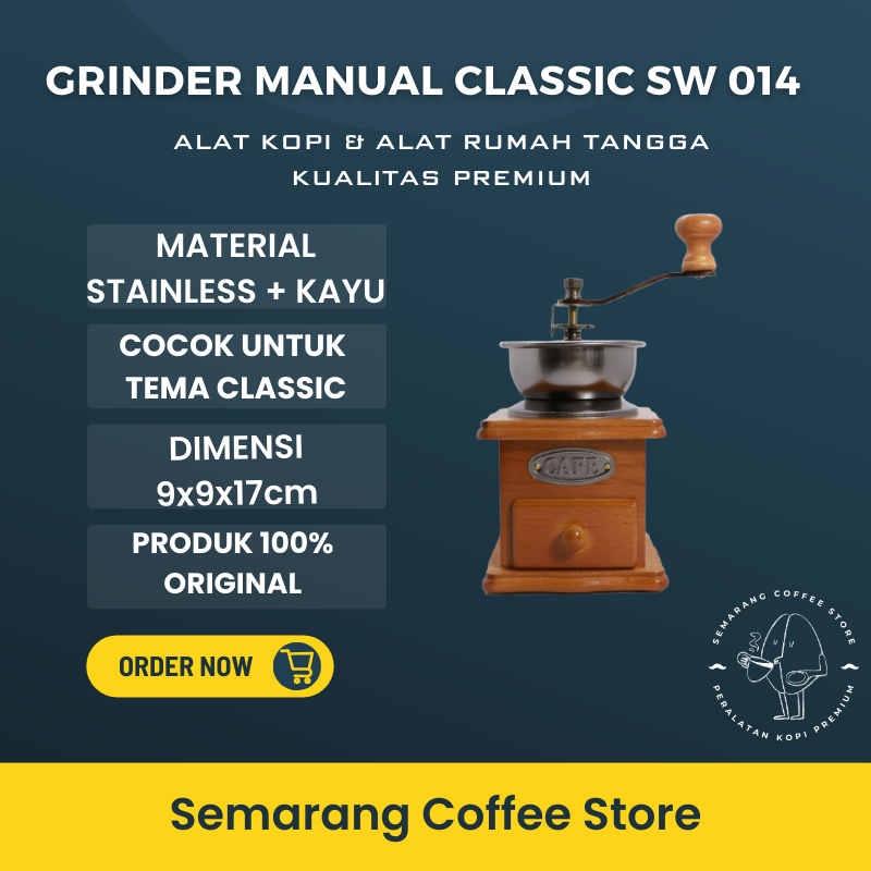 Jual GRINDER KOPI MANUAL CLASSIC KAYU COFFEE HAND GRINDER SW 014