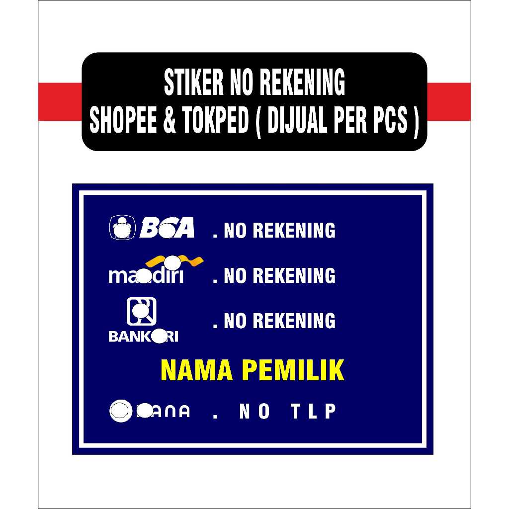 Jual STIKER NOMOR REKENING | Shopee Indonesia