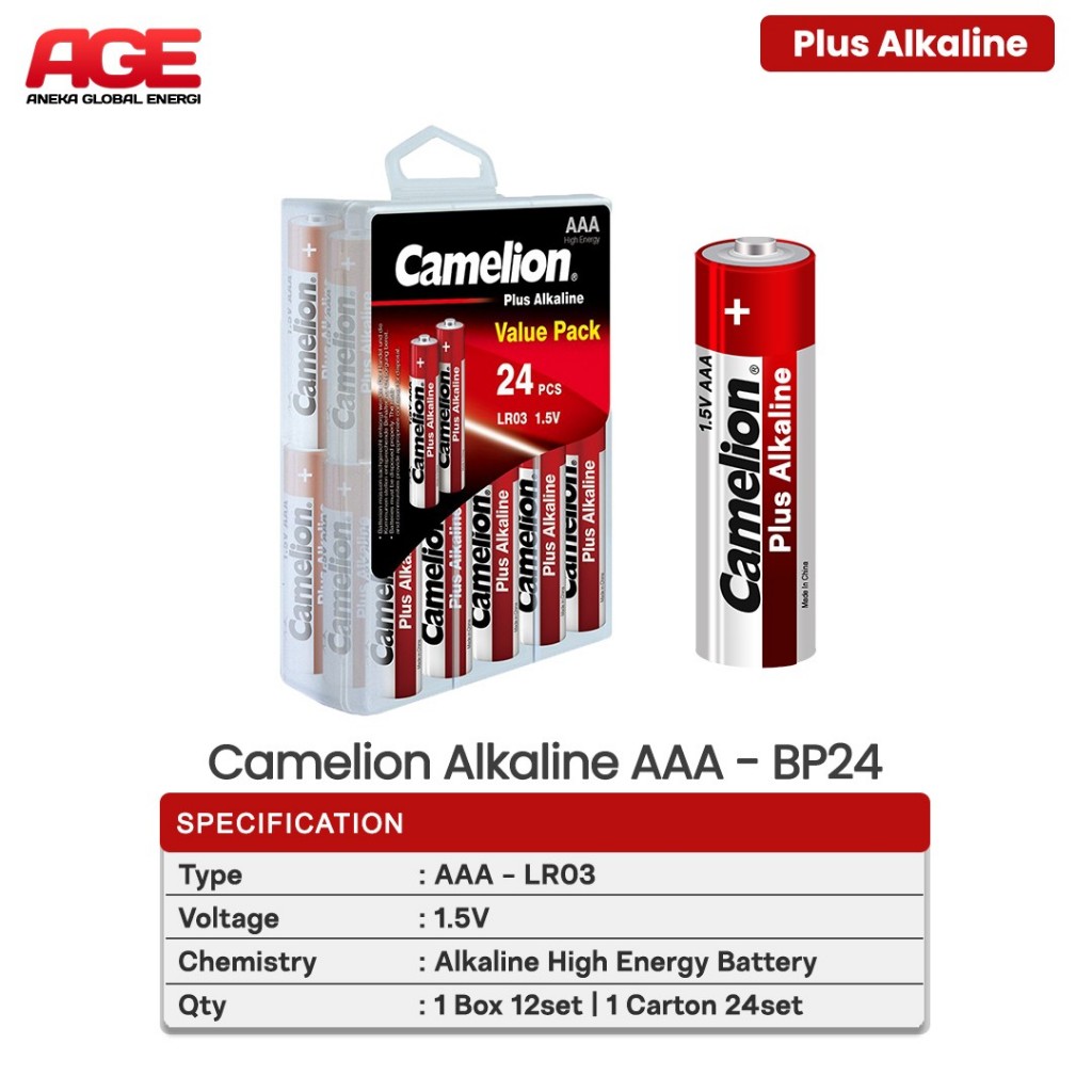 Jual Camelion Baterai Alkaline AAA BP24 Box - 24 PCS | Shopee Indonesia