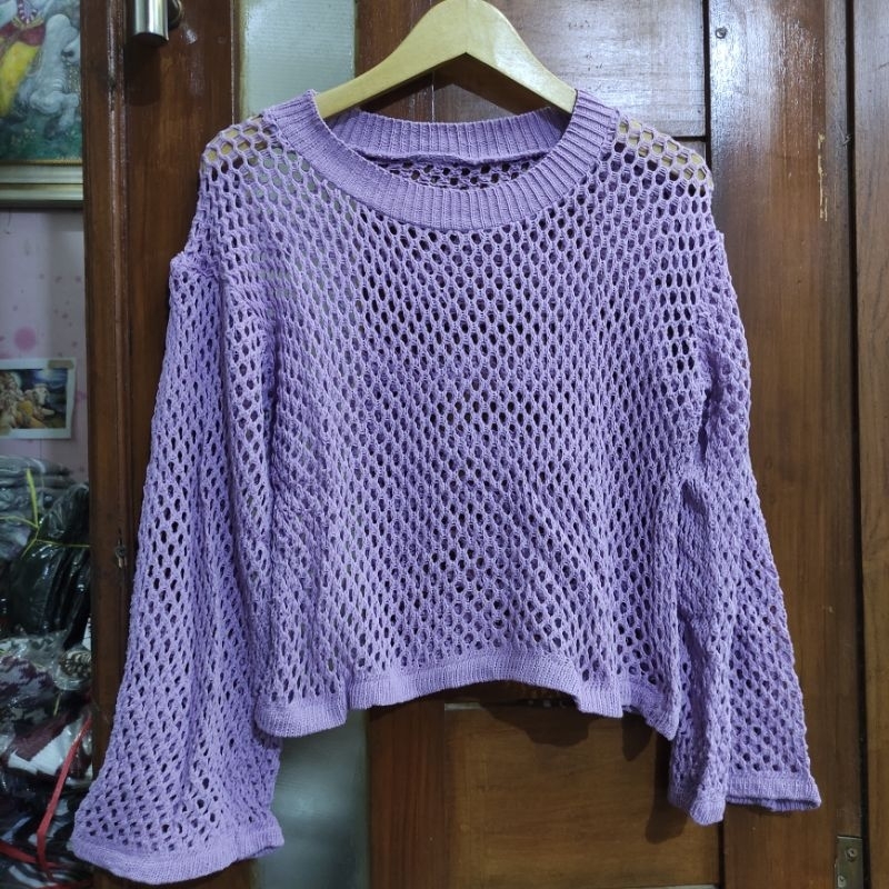 Jual Crop Top Rajut Jaring/outer rajut jaring | Shopee Indonesia