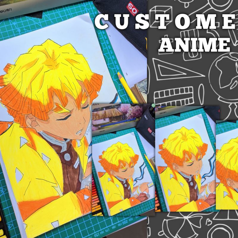 Jual (BISA COD) Custom Gambar Anime A4 Colour/Lineart/Sketsa | Shopee