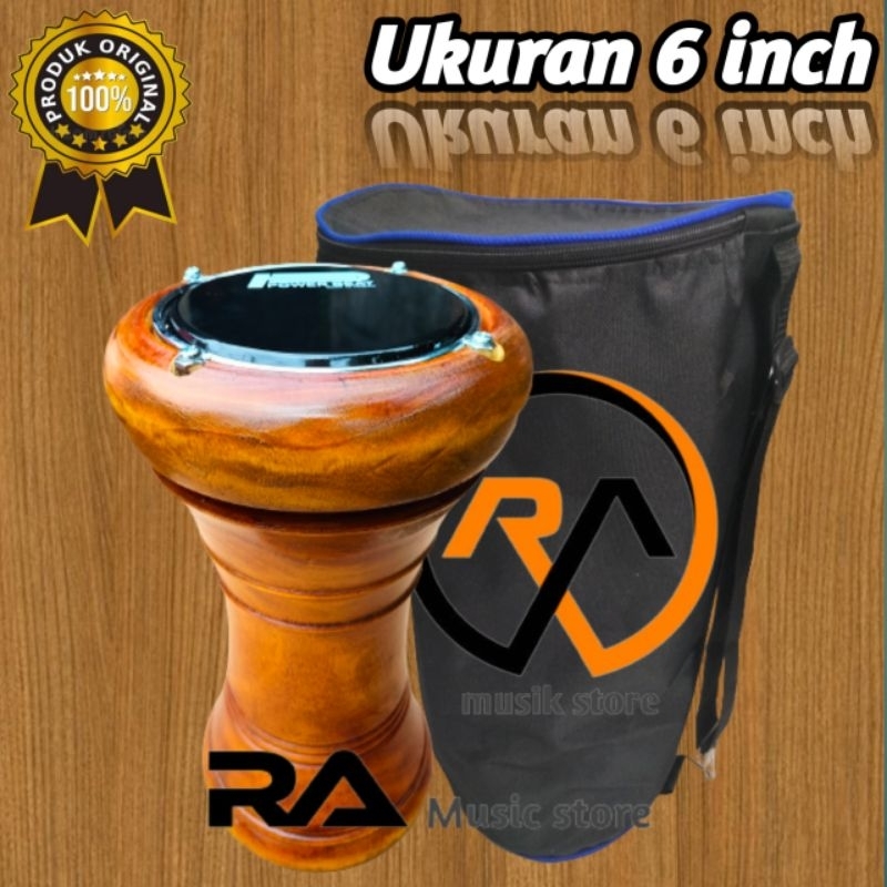 Jual Darbuka kayu atau Dumbuk warna natural 6 inch Shopee Indonesia