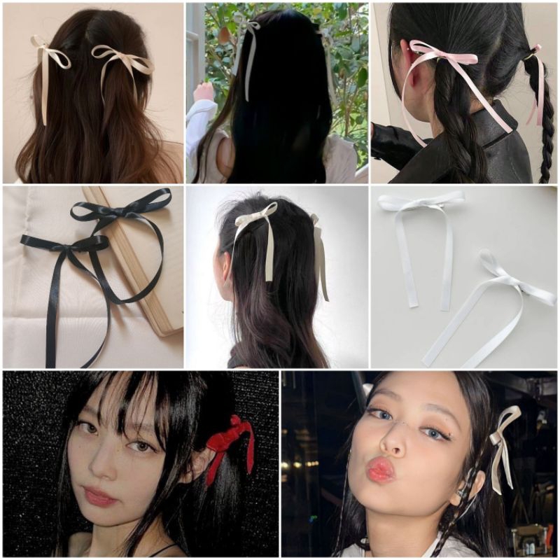Jual Jennie Ear Middle Ribbon Hairclip Korean Style Accesories | Shopee ...