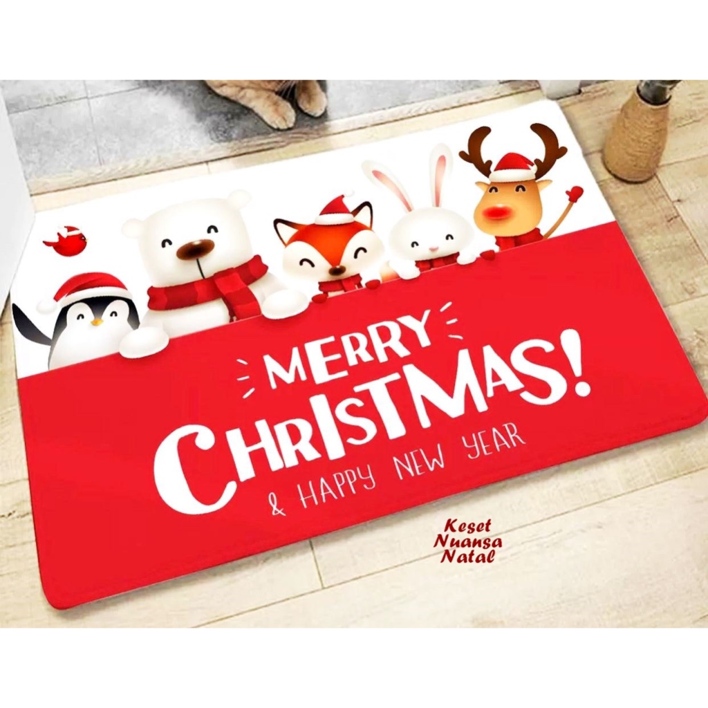 Jual Keset Nuansa Natal Motif Happy3 Alas Anti Slip Christmas Decoration Hiasan Natal Dekorasi 8449