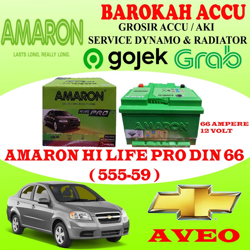 Jual AKI MOBIL CHEVROLET AVEO AMARON HI LIFE PRO DIN 66 / 555-59 , 66