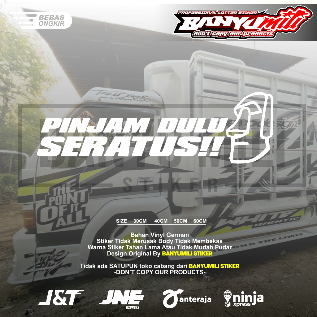 Jual Stiker kaca truk pinjam dulu seratus stiker cutting variasi kaca ...