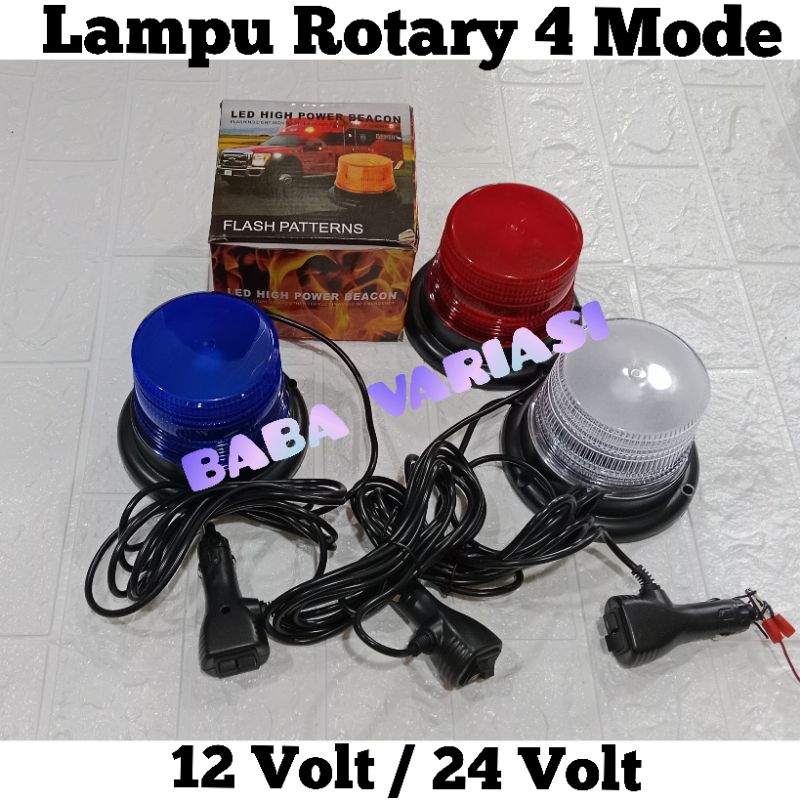 Jual Lampu Blitz Rotary Beacon 4 Mode Truk Merah Putih Biru 12 Volt 24 ...