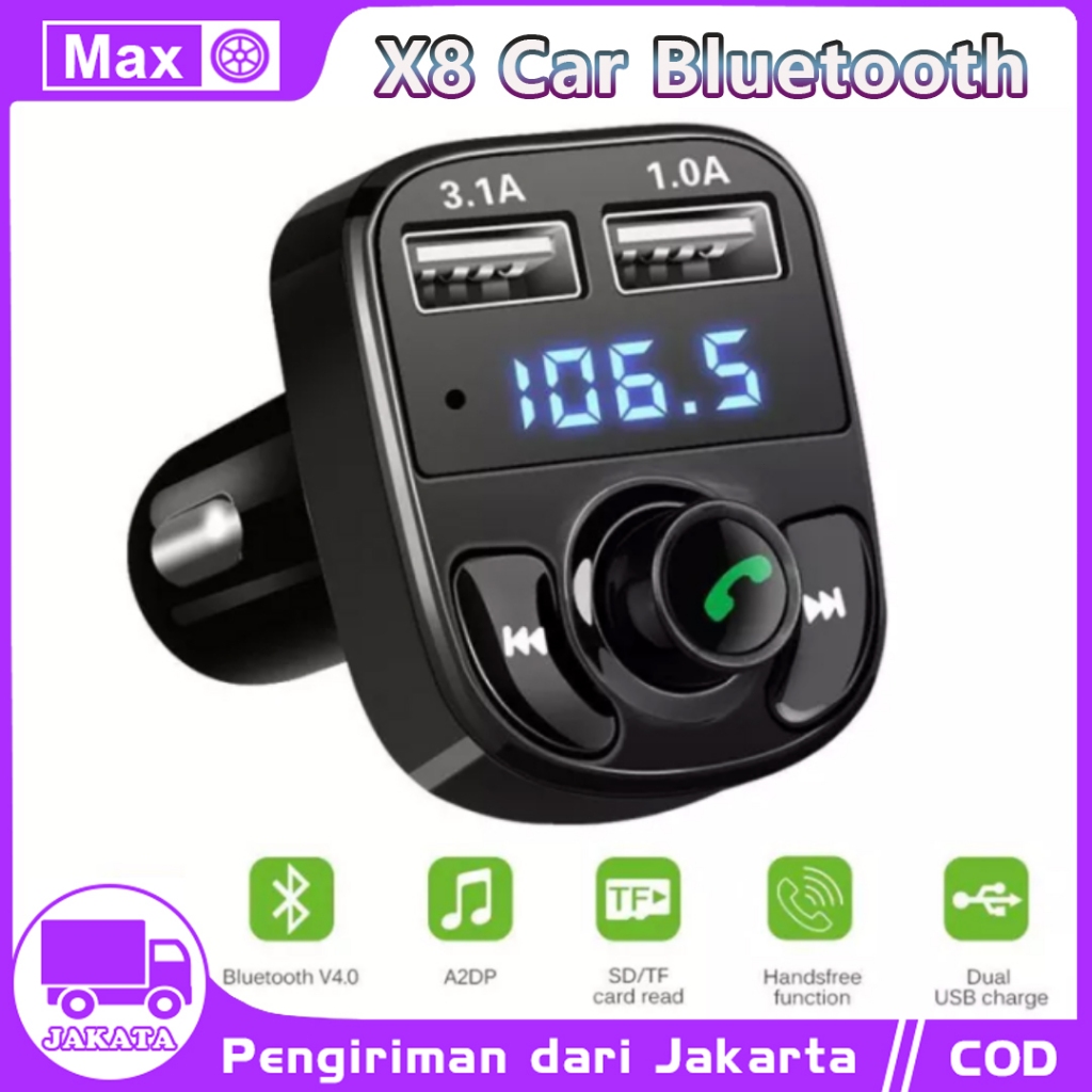 Jual X8 FM Transmitter Bluetooth Modulator Mobil Car Charger Dual Port