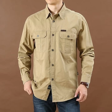 Komara Store Kemeja Polos Lengan Panjang Pria Bahan Baby Canvas Reguler Fit Casual Formal Katun