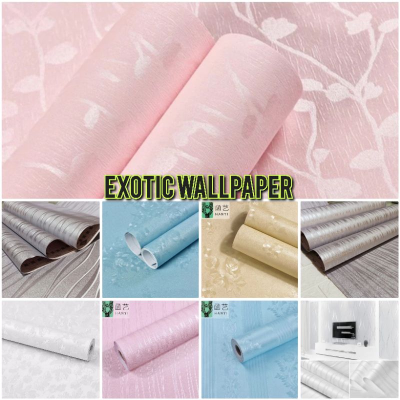 Jual Wallpaper Dinding Pink Abu Putih Krem Hijau Ungu Polos Bertekstur Salur Daun Mewah Elegan 5056